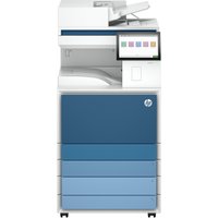 HP LaserJet Enterprise MFP 8601DN, blue and white, touchscreen, A3, 1200 DPI, 70 ppm, Wi-Fi, four paper trays.