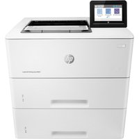 White HP LaserJet Enterprise M507x printer with touchscreen display and dual paper trays.
