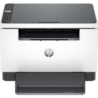 White HP LaserJet MFP M234d printer with black control panel and output tray, featuring the HP logo on the front.