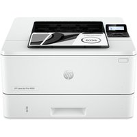 White HP LaserJet Pro 4002dn A4 mono laser printer with control panel and paper tray.