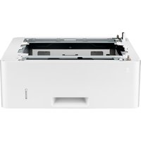 White HP LaserJet Pro 550-sheet feeder tray with rectangular design and paper alignment guides.