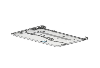 Silver plastic bottom case for HP laptops, featuring screw mounts and cutouts for ports, designed for model M31085-001.