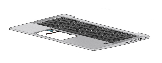 HP M36312-B31 laptop spare part keyboard featuring a sleek black design, plastic material, and standard layout with function keys and a touchpad area.