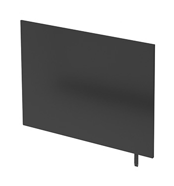 Black laptop display panel with a sleek, flat design and a connector on one side, intended as a spare part for HP laptops.