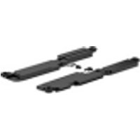 Black HP N09034-001 laptop speaker spare part with elongated rectangular shape and connector points.