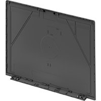 Black HP N19211-001 laptop display cover with angular edges and hinge slots.