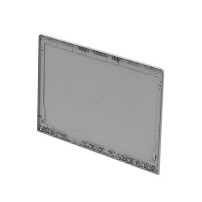 Gray plastic display cover for HP laptops, featuring a smooth finish and cutouts for hinges and ports, designed as a replacement part.