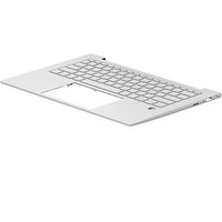White HP N93653-031 laptop keyboard with integrated touchpad and top cover, featuring a sleek, minimalist design.