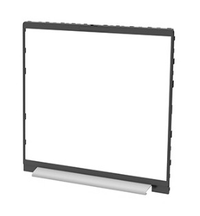 Black plastic laptop bezel with a smooth finish, featuring a white lower trim and multiple mounting clips along the edges for secure attachment.