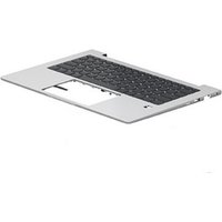 Silver HP N97244-131 laptop keyboard with black keys and touchpad cutout.