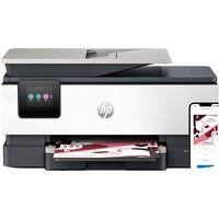 HP OfficeJet Pro 8122e printer, white and black, touchscreen, paper tray, wireless, smartphone connectivity.