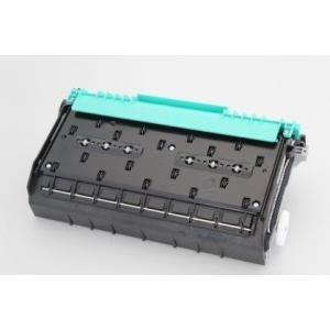 Black ink collection unit with a turquoise handle, designed for the HP Officejet X585, featuring multiple slots and a sturdy plastic construction.