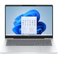 HP OmniBook 7 Laptop, silver with black keyboard, 14-inch display, Windows interface visible on screen.