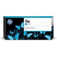 HP cyan ink cartridge 766, 300ml, for DesignJet XL 3600, black box with blue butterflies and HP logo.