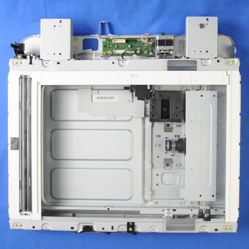 HP Plen Iger component in white and gray, featuring a metal frame, circuit board, and various internal mechanisms, designed for HP printers.