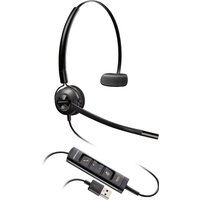 Black HP Poly EncorePro 545 USB-A headset with single ear cushion, adjustable headband, and inline control panel.