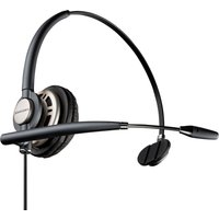 HP Poly EncorePro HW710 single ear headset, black with cushioned ear pad, adjustable boom mic, and quick disconnect cable.