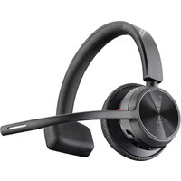Black HP Poly Voyager 4310 USB-A headset with cushioned ear pad and sleek microphone boom, includes BT700 dongle.