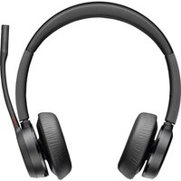 Black HP Poly Voyager 4320 USB-C headset with cushioned ear pads and adjustable microphone boom.