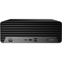 Black HP Pro 400 G9 SFF PC with horizontal vented front panel, HP logo, multiple ports, and compact design.