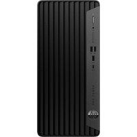 Black HP Pro 400 G9 desktop tower with vertical grooves, front USB ports, and HP logo at the bottom.
