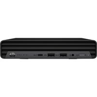 Black HP Pro Mini 400 G9 PC with ribbed front, multiple USB ports, headphone jack, and power button.