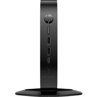 Black HP Pro t550 thin client with vertical design, HP logo, USB ports, and power button on the front panel.