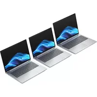 Silver HP ProBook 4 G1i laptop with 14" screen, sleek design, black keyboard, and slim profile.