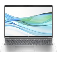 Silver HP ProBook 460 G11 laptop, 16-inch screen, slim bezel, backlit keyboard, Windows 11 Pro interface displayed.