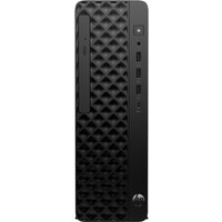Black HP ProDesk desktop PC with textured front panel, multiple USB ports, and power button on the side.