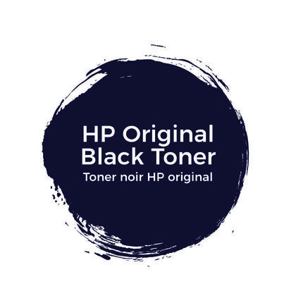 HP 70A Black Toner Cartridge features a bold black circular design with white text stating "HP Original Black Toner" and "Toner noir HP original."