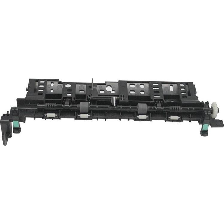 Black plastic frame with multiple slots and connectors, designed for Samsung laser printers, featuring a sturdy build and precise cutouts for easy installation.