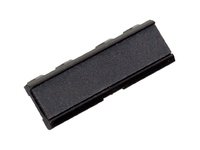 Black rubber separation pad for HP printers and scanners, featuring a flat rectangular shape with textured surface for improved paper handling.