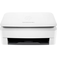 White HP ScanJet Enterprise Flow 7000 s3 sheet-fed scanner with sleek design and front paper tray.