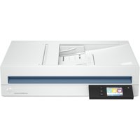 White HP Scanjet Pro N4600 fnw1 scanner with flatbed, ADF, and touchscreen display.