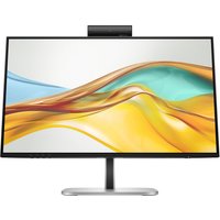 HP 23.8" FHD USB-C monitor with slim bezels, built-in webcam, and sleek silver stand.