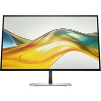 HP Series 5 Pro 27 inch QHD Monitor with slim black bezel, silver stand, and vibrant display showing abstract colors