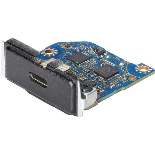 HP Type-C USB 3.1 Gen2 Flex IO V2 interface card featuring a blue circuit board with black and silver components, including a USB-C port and mounting brackets.