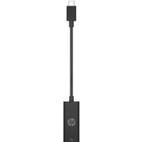 Black HP USB-C to RJ45 Adapter G2 with slim design, USB-C connector on one end, RJ45 Ethernet port on the other.