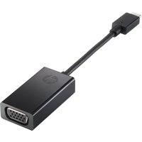 Black HP USB-C to VGA Display Adapter with compact design and VGA port on one end, USB-C connector on the other.
