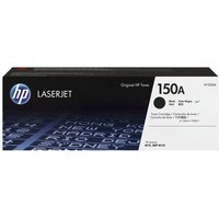 HP W1500A/150A toner cartridge box, black and white design, 975 pages, for HP LaserJet printers.