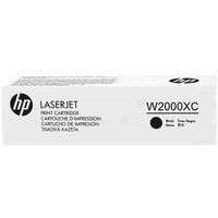 White HP W2000XC toner box with black text, HP logo, and page yield details for LaserJet printers.