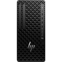 Black HP Z1 Tower G1i desktop with textured front panel, vertical vents, and HP logo at the bottom.