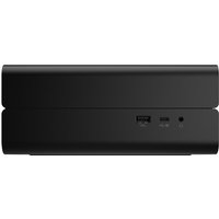 Black HP Z2 G1a Mini workstation PC with sleek design, front USB port, and power button.