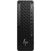 Black HP Z2 G1i desktop tower with mesh front panel, HP logo, and vertical ventilation slots.