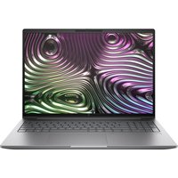 Silver HP Zbook X G1i laptop, 16" display, sleek design, backlit keyboard, Windows 11 Pro, thin bezel screen.
