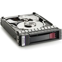 HPE 1TB 6G SAS 7.2K rpm SFF 2.5-inch hard drive, black casing, visible dual ports, silver disk platter inside.