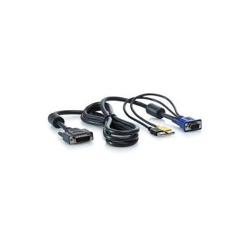 Black 1.82 m KVM cable featuring a USB connector and a 15-pin VGA connector, designed for connecting multiple devices to a single console.