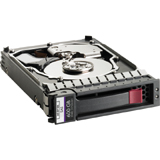 HPE 300GB 6G SAS internal hard drive with a 3.5-inch form factor, featuring a black metal casing, a red latch, and a label indicating 15K RPM speed.