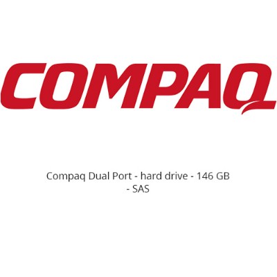 HPE 418399-001 internal hard drive, 146 GB, 10,000 RPM, 2.5" SAS, featuring a sleek design with a prominent red "COMPAQ" logo.